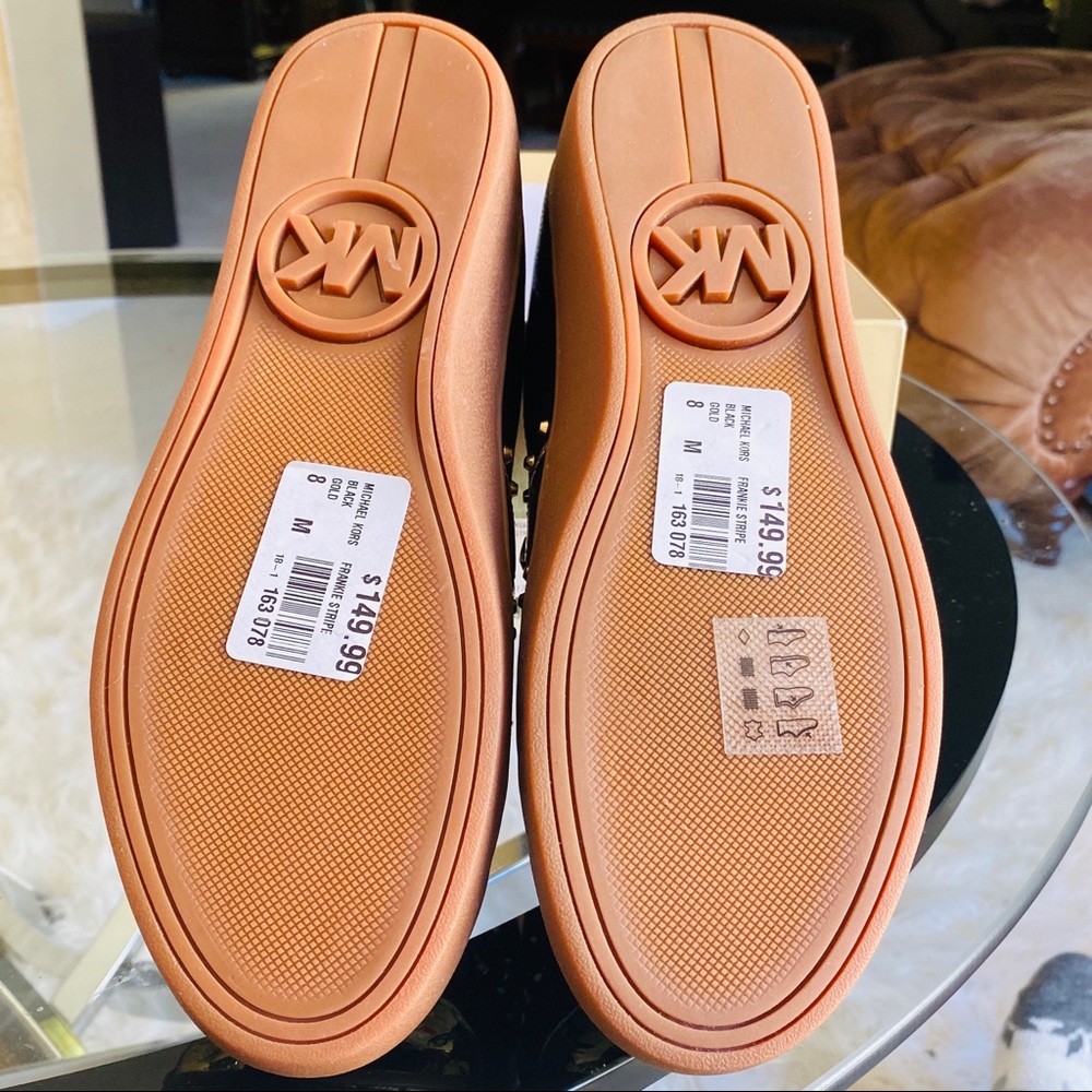 NWT Michael Kors Gold Star Stud Leather Sneakers - Picture 7 of 8